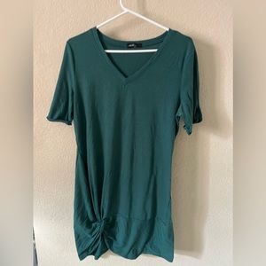 Green Twist Front Tes Dress